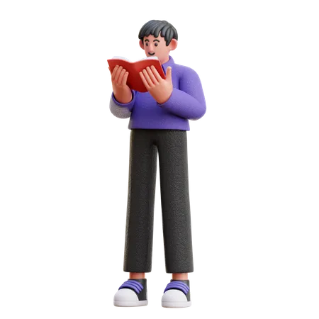 Man reading book  3D Illustration