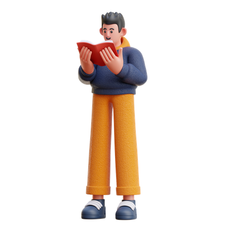 Man reading book  3D Illustration