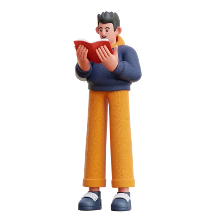 Man reading book  3D Illustration