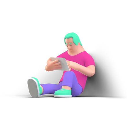 Man reading book  3D Illustration