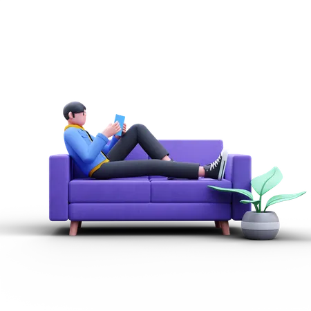 Man Reading Book  3D Illustration