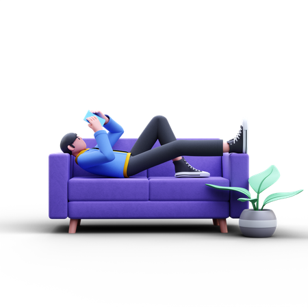 Man Reading Book  3D Illustration