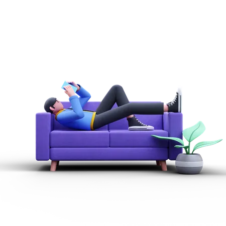 Man Reading Book  3D Illustration