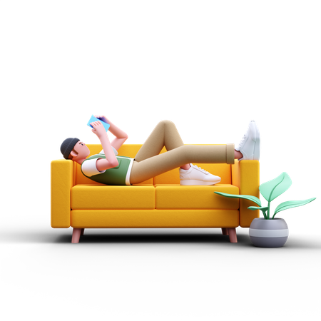 Man Reading Book  3D Illustration