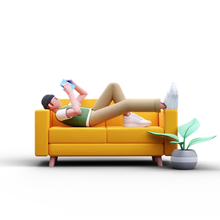 Man Reading Book  3D Illustration