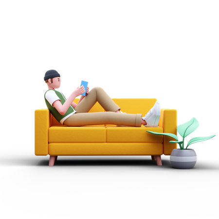 Man Reading Book  3D Illustration