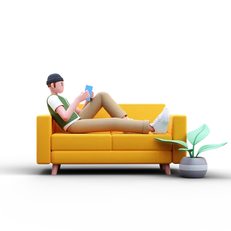 Man Reading Book  3D Illustration