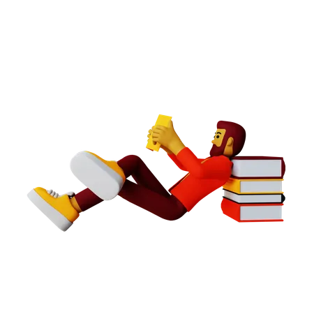 Man reading Book  3D Illustration