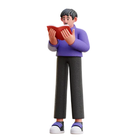 Man reading book 3D Illustration