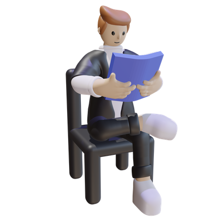 책을 읽는 남자  3D Illustration