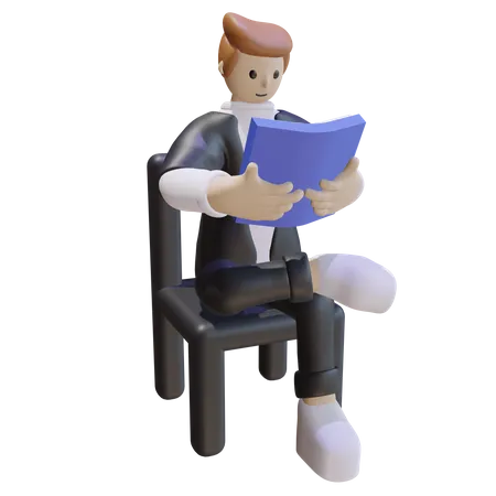 책을 읽는 남자  3D Illustration