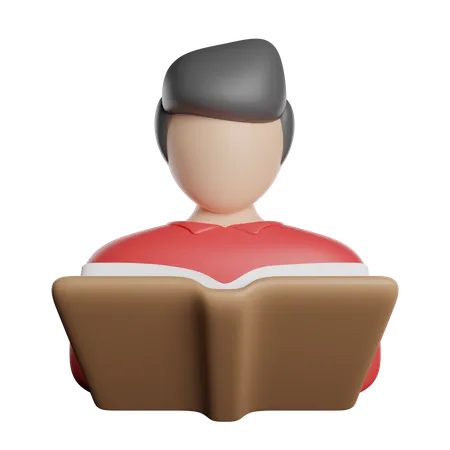 Man Reading Book 3D Icon