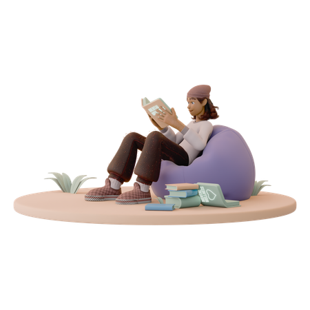 Man Reading Mental Health Book  3D Icon