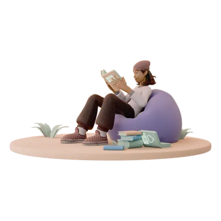 Man Reading Mental Health Book  3D Icon