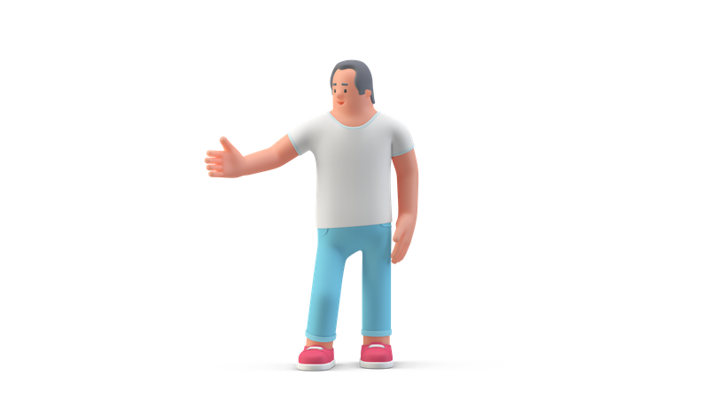 Man ready for handshake 3D Illustration