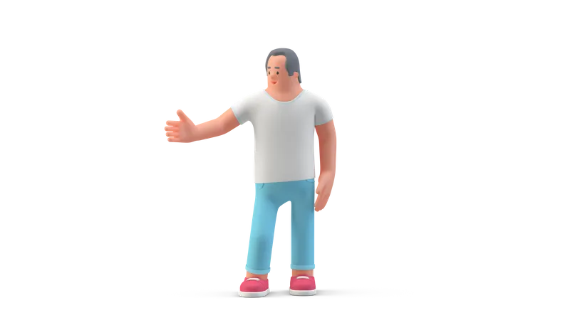 Man ready for handshake  3D Illustration
