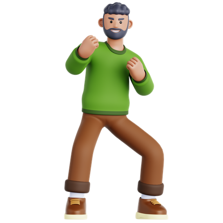 Man Ready To Fight  3D Illustration