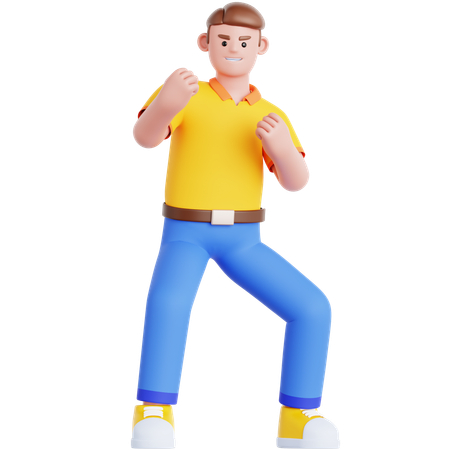 Man Ready To Fight  3D Illustration