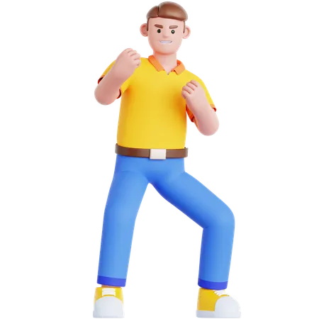 Man Ready To Fight  3D Illustration