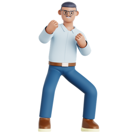 Man Ready To Fight  3D Illustration