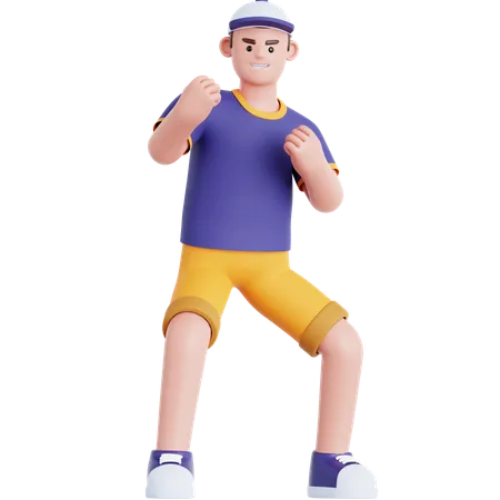 Man Ready To Fight  3D Illustration