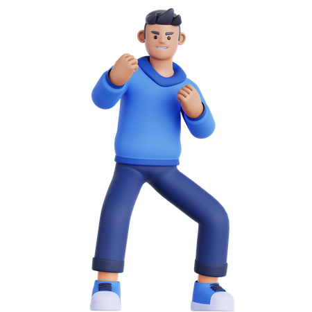 Man Ready To Fight  3D Illustration