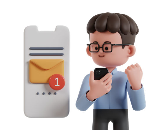 Man Receiving Mail From Clients  3D Illustration