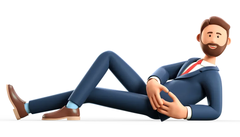 Relaxing businessman 3D Illustration