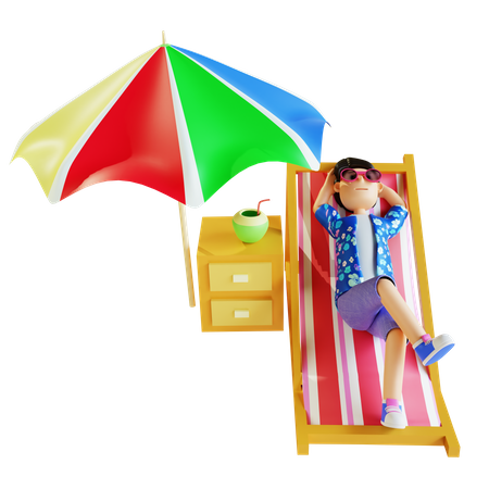 Man relaxing in summer  3D Icon