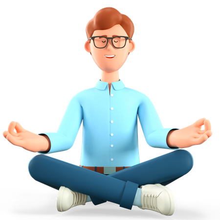 Man relaxing in yoga lotus position  3D Illustration