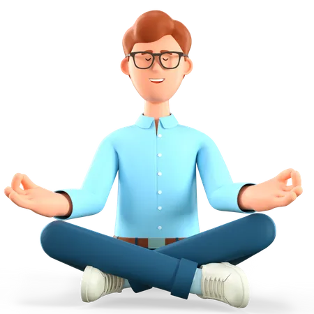 Man relaxing in yoga lotus position  3D Illustration