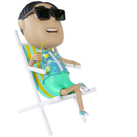 Man Relaxing On Chair  3D Icon
