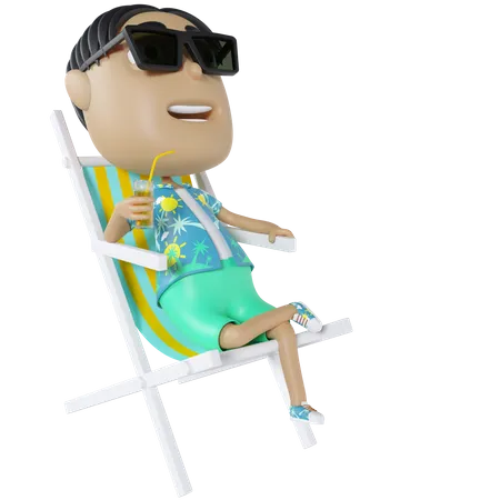 Man Relaxing On Chair  3D Illustration