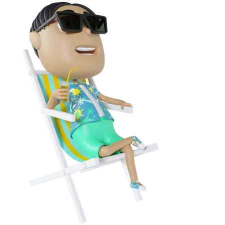 Man Relaxing On Chair 3D Illustration