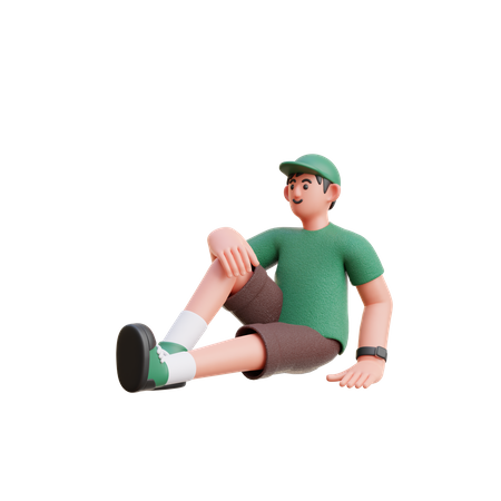 Man relaxing on floor  3D Illustration