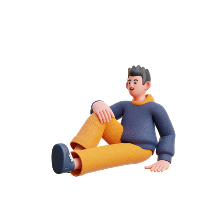 Man relaxing on floor  3D Illustration