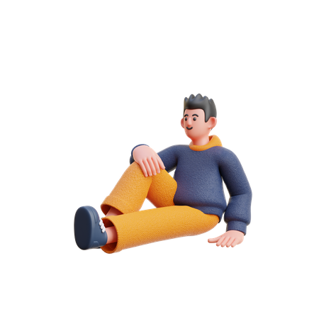 Man relaxing on floor 3D Illustration