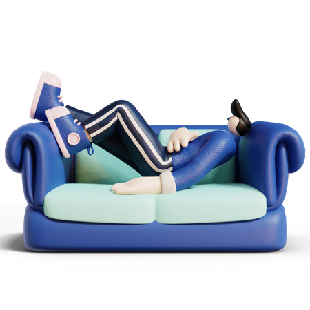 Man relaxing on sofa  3D Icon