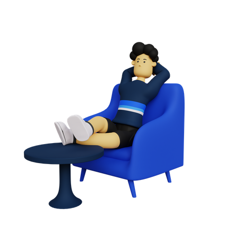 Man relaxing on sofa 3D Illustration