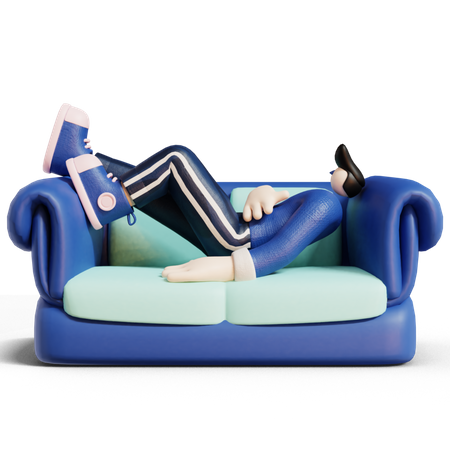 Man relaxing on sofa 3D Illustration