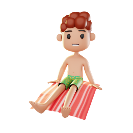 Man relaxing on the beach  3D Icon