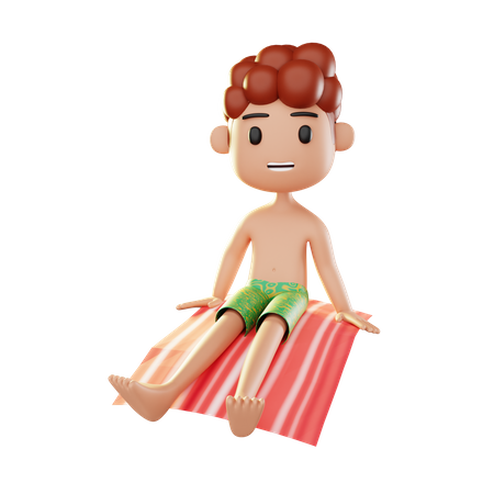 Man relaxing on the beach  3D Illustration