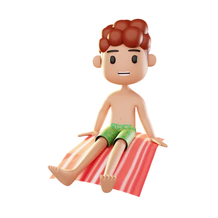 Man relaxing on the beach  3D Illustration