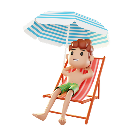 Man relaxing on the beach  3D Illustration