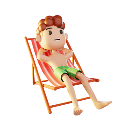 Man relaxing on the beach  3D Illustration