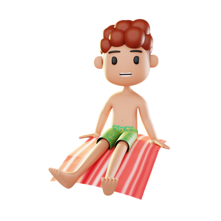 Man relaxing on the beach 3D Illustration