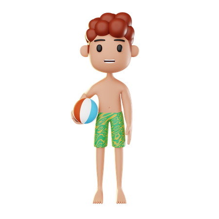 Man relaxing on the beach and playing ball  3D Icon