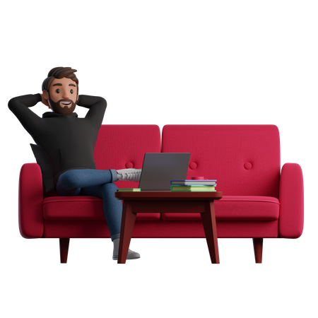 Man resting on the couch 3D Illustration