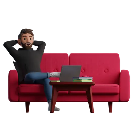 Man resting on the couch  3D Illustration
