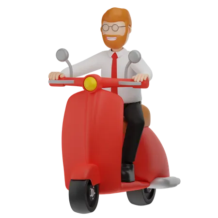 Man Ride Motorcycle  3D Illustration